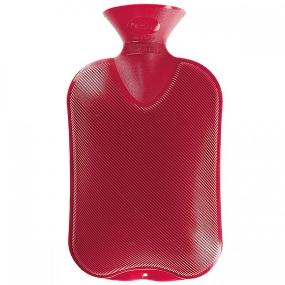 Warmwaterkruik - Enkelzijdig geribbeld rood