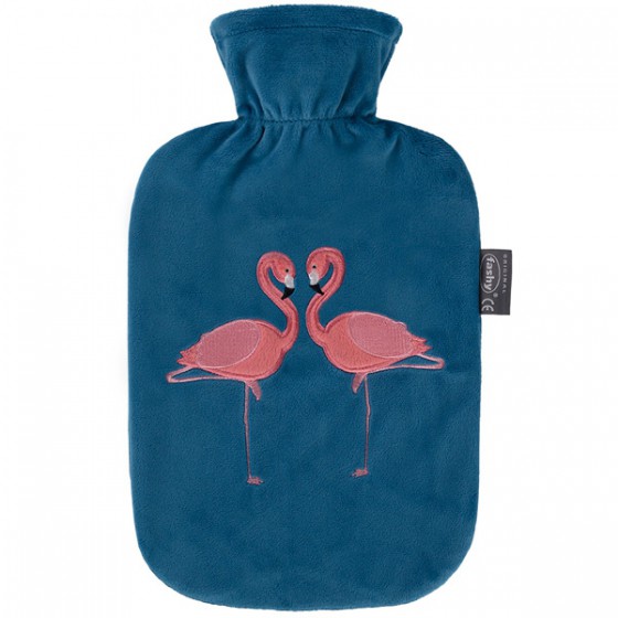 Warmwaterkruik - Zachte hoes met flamingo's