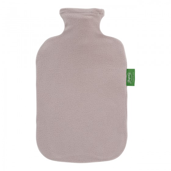 Warmwaterkruik- Met gerecycelde fleece hoes taupe 