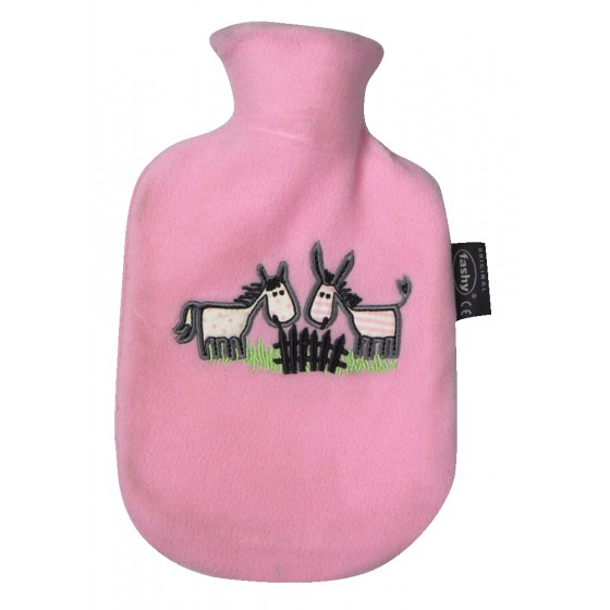 Warmwaterkruik - Met roze hoes ezeltjes